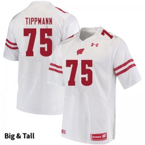 Men's Wisconsin Badgers NCAA #75 Joe Tippmann White Authentic Under Armour Big & Tall Stitched College Football Jersey KR31E10PE